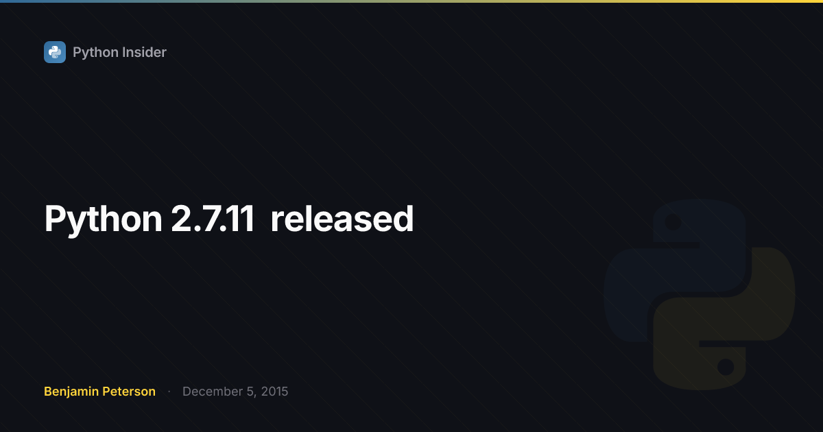 Python 2.7.11 released | Python Insider